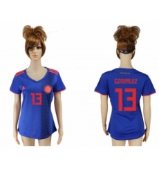Women's Colombia #13 Gonzalez Away Soccer Country Jersey