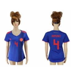 Women's Colombia #4 Ramirez Away Soccer Country Jersey