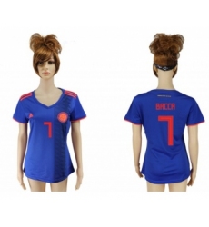 Women's Colombia #7 Bacca Away Soccer Country Jersey