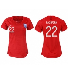Women's England #22 Rashford Away Soccer Country Jersey