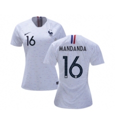 Women's France #16 Mandanda Away Soccer Country Jersey