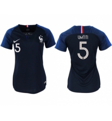 Women's France #5 Umtiti Home Soccer Country Jersey