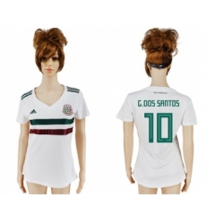 Women's Mexico #10 G.Dos Santos Away Soccer Country Jersey