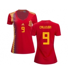 Women's Spain #9 Callejon Red Home Soccer Country Jersey