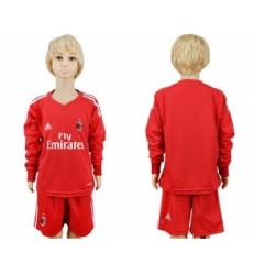 AC Milan Blank Red Goalkeeper Long Sleeves Kid Soccer Club Jersey