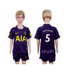 Tottenham Hotspur #5 Vertonghen Sec Away Kid Soccer Club Jersey