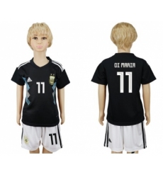 Argentina #11 Di Maria Away Kid Soccer Country Jersey