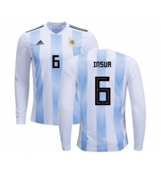 Argentina #6 Insua Home Long Sleeves Kid Soccer Country Jersey