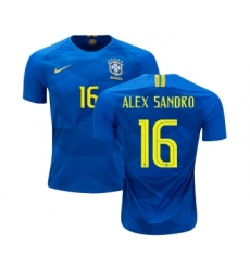 Brazil #16 Alex Sandro Away Kid Soccer Country Jersey