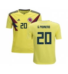 Colombia #20 G.Moreno Home Kid Soccer Country Jersey