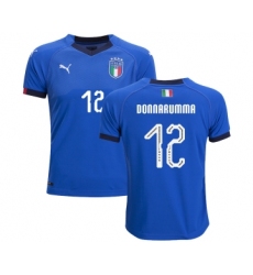 Italy #12 Donnarumma Home Kid Soccer Country Jersey