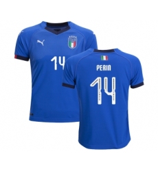 Italy #14 Perin Home Kid Soccer Country Jersey