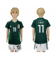 Mexico #11 C.Vela Home Kid Soccer Country Jersey