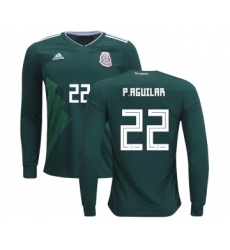 Mexico #22 P.Aguilar Home Long Sleeves Kid Soccer Country Jersey