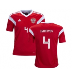 Russia #4 Ignatyev Home Kid Soccer Country Jersey