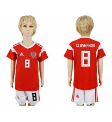 Russia #8 Glushakov Home Kid Soccer Country Jersey