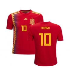Spain #10 Thiago Red Home Kid Soccer Country Jersey