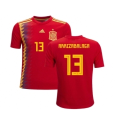 Spain #13 Arrizabalaga Red Home Kid Soccer Country Jersey