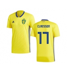 Sweden #17 Claesson Home Kid Soccer Country Jersey