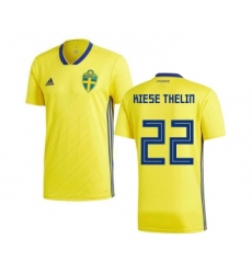 Sweden #22 Kiese Thelin Home Kid Soccer Country Jersey