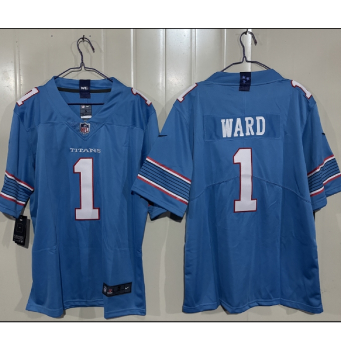 Men's Tennessee Titans #1 Cameron Ward Light Blue 2026 F.U.S.E. Vapor Limited Football Stitched Jersey