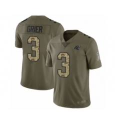 Men's Carolina Panthers #3 Will Grier Limited Olive Camo 2017 Salute to Service Football Jersey