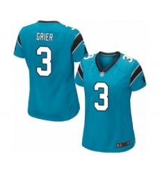 Women's Carolina Panthers #3 Will Grier Game Blue Alternate Football Jersey