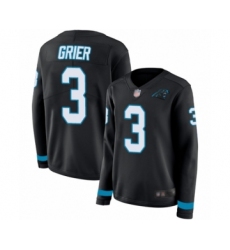 Women's Carolina Panthers #3 Will Grier Limited Black Therma Long Sleeve Football Jersey