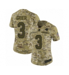 Women's Carolina Panthers #3 Will Grier Limited Camo 2018 Salute to Service Football Jersey