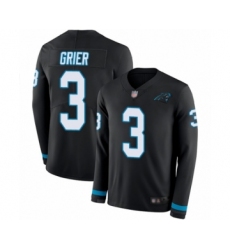 Youth Carolina Panthers #3 Will Grier Limited Black Therma Long Sleeve Football Jersey