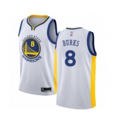Men's Golden State Warriors #8 Alec Burks Authentic White Basketball Jersey - Association Edition