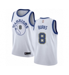 Men's Golden State Warriors #8 Alec Burks Authentic White Hardwood Classics Basketball Jersey