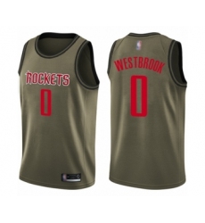 Men's Houston Rockets #0 Russell Westbrook Swingman Green Salute to Service Basketball Jersey