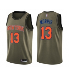 Men's New York Knicks #13 Marcus Morris Swingman Green Salute to Service Basketball Jersey