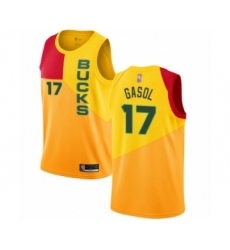 Women's Milwaukee Bucks #17 Pau Gasol Swingman Yellow Basketball Jersey - City Edition