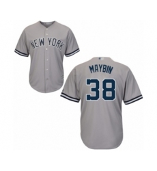Men's New York Yankees #38 Cameron Maybin Replica Grey Road Baseball Jersey