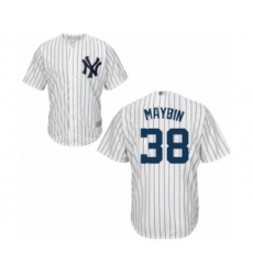 Youth New York Yankees #38 Cameron Maybin Authentic White Home Baseball Jersey