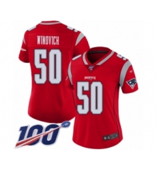 Women's New England Patriots #50 Chase Winovich Limited Red Inverted Legend 100th Season Football Jersey