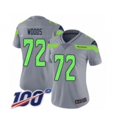 Women's Seattle Seahawks #72 Al Woods Limited Silver Inverted Legend 100th Season Football Jersey
