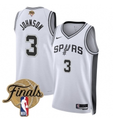 Men's San Antonio Spurs #3 Keldon Johnson White 2026 Finals Association Edition Stitched Basketball Jersey