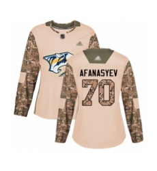 Women's Nashville Predators #70 Egor Afanasyev Authentic Gold Home Hockey Jersey