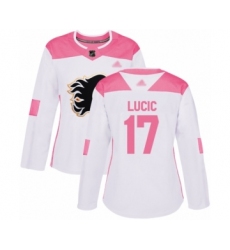 Women's Calgary Flames #39 Cam Talbot Authentic White Away Hockey Jersey
