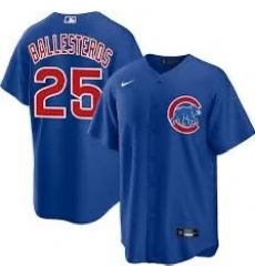 Men's Chicago Cubs #25 Moises ballesteros Blue Cool Base Stitched Baseball Jersey