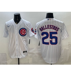 Men's Chicago Cubs #25 Moisés Ballesteros White Cool Base Stitched Baseball Jersey