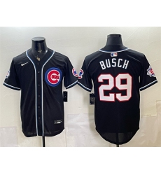 Men's Chicago Cubs #29 Michael Busch 150th Anniversary Black Out Style Vapor Premier Limited Stitched Baseball Jersey