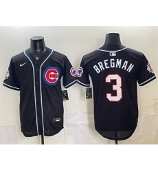 Men's Chicago Cubs #3 Alex Bregman 150th Anniversary Black Out Style Vapor Premier Limited Stitched Baseball Jersey