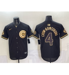 Men's Chicago Cubs #4 Pete Crow-Armstrong Black Gold 150th Anniversary Stitched Baseball Jersey