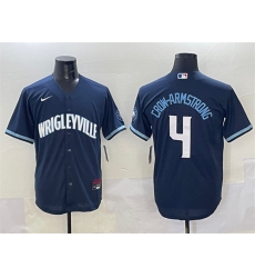 Men's Chicago Cubs #4 Pete Crow-Armstrong Navy City Connect Stitched Baseball Jersey