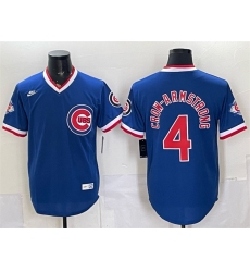 Men's Chicago Cubs #4 Pete Crow-Armstrong Royal 150th Anniversary Throwback Vapor Limited Stitched Baseball Jersey