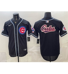 Men's Chicago Cubs Team Big Logo 2026 Fashion Replica Black Out Stitched Baseball Jersey
